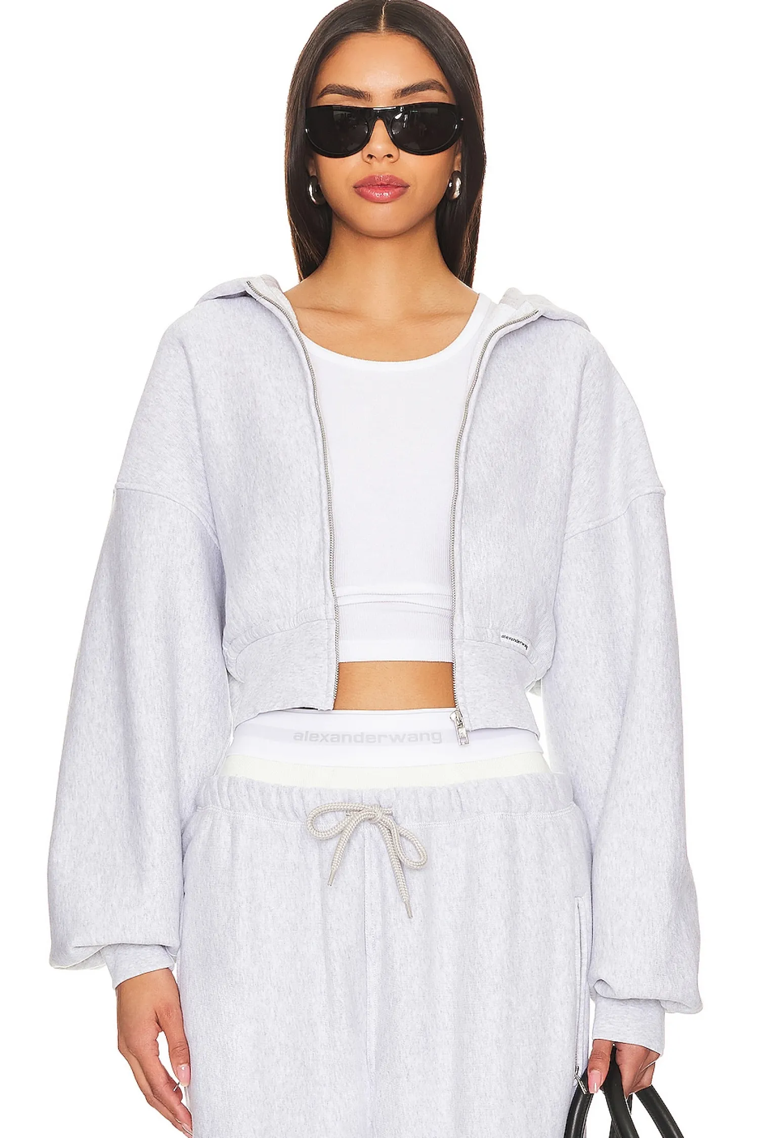 Women Alexander Wang Loungewear>Cropped Zip Up Hoodie