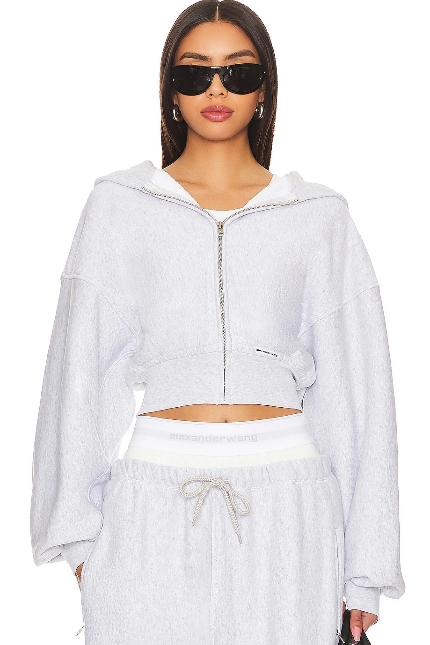 Women Alexander Wang Loungewear>Cropped Zip Up Hoodie
