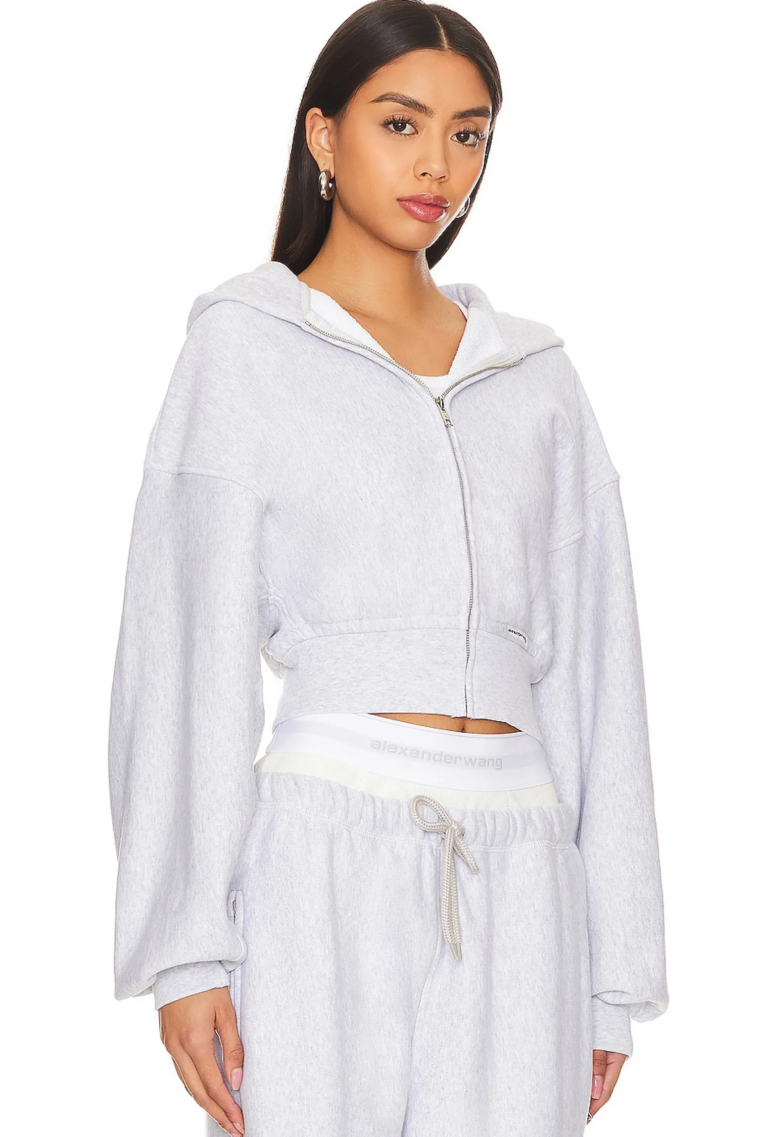 Women Alexander Wang Loungewear>Cropped Zip Up Hoodie