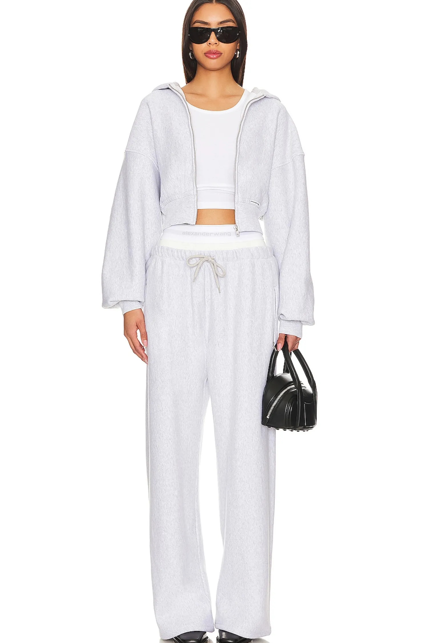 Women Alexander Wang Loungewear>Cropped Zip Up Hoodie