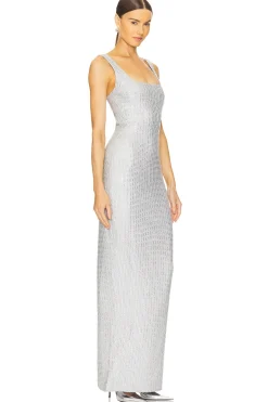 Women RASARIO Dresses>Crystal Embllished Chiffon Maxi Dress