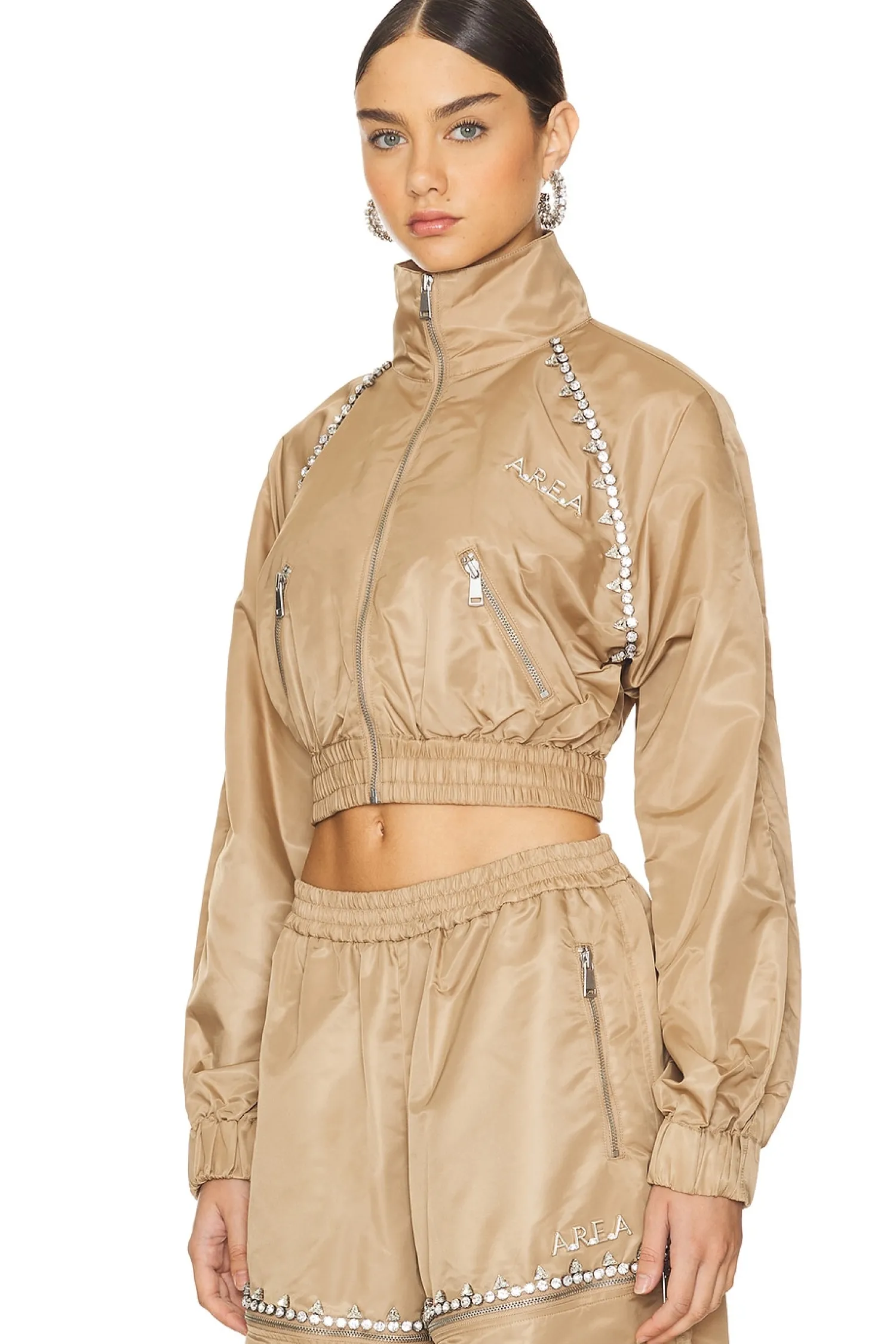 Women AREA Matching Sets|Jackets & Coats>Crystal Trim Track Jacket