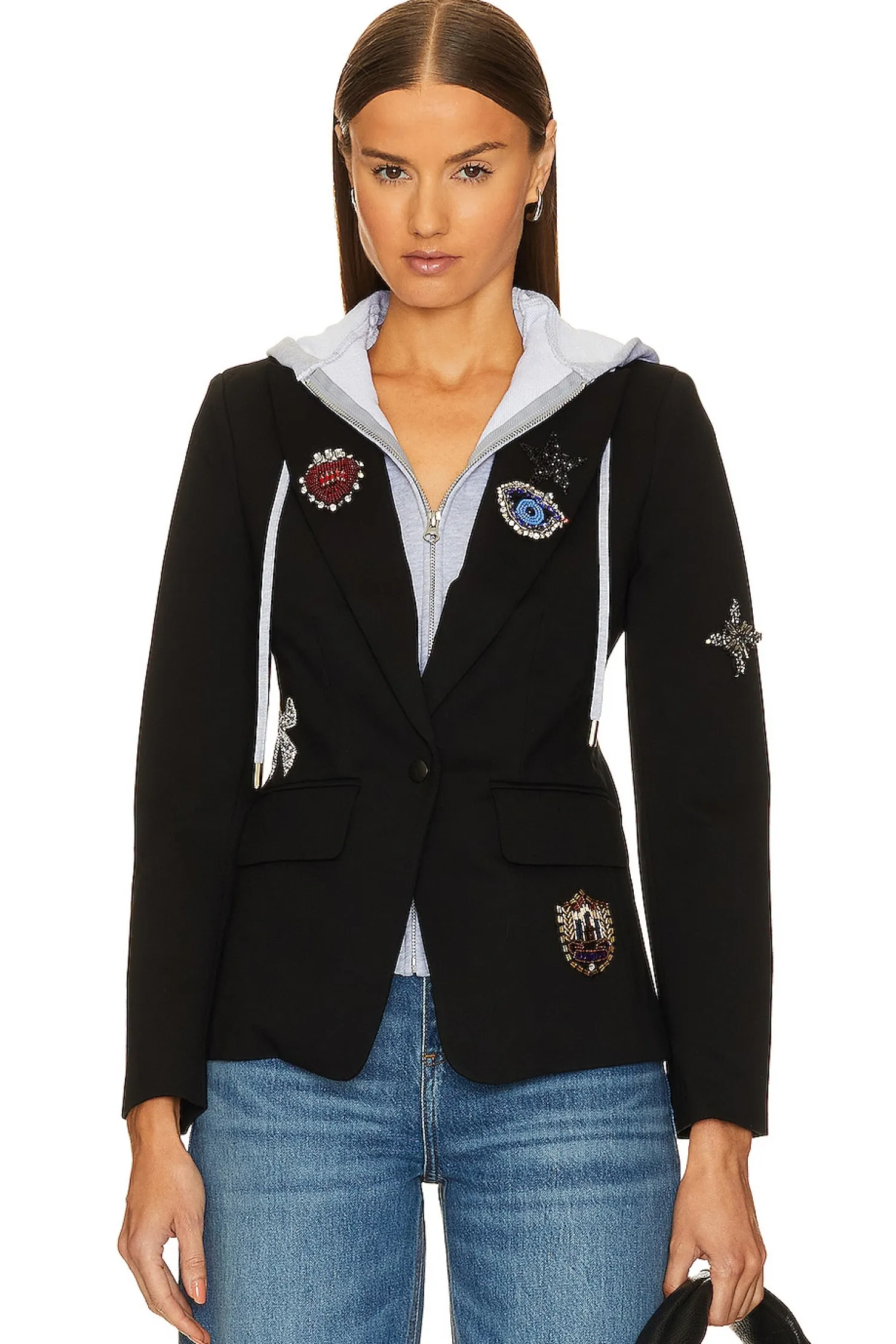 Women Central Park West Jackets & Coats>Dallas Patch Ponte Dickie Blazer
