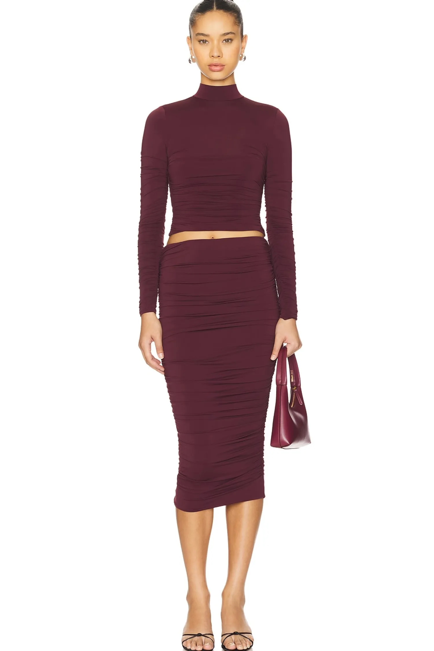 Women SER.O.YA Matching Sets>Darcy Mid Rise Ruched Midi Skirt