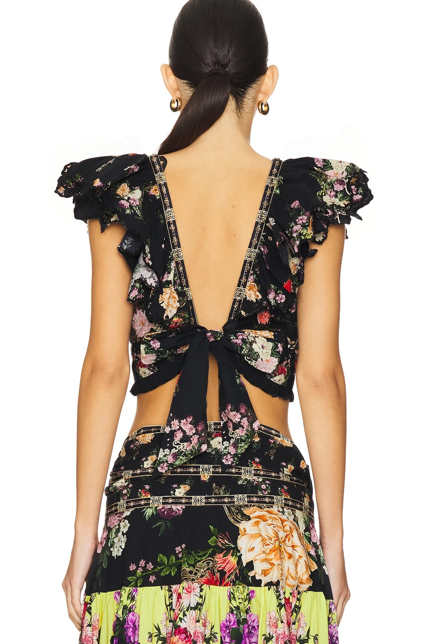 Women Camilla Matching Sets>Deep V Frill Short Sleeve Top