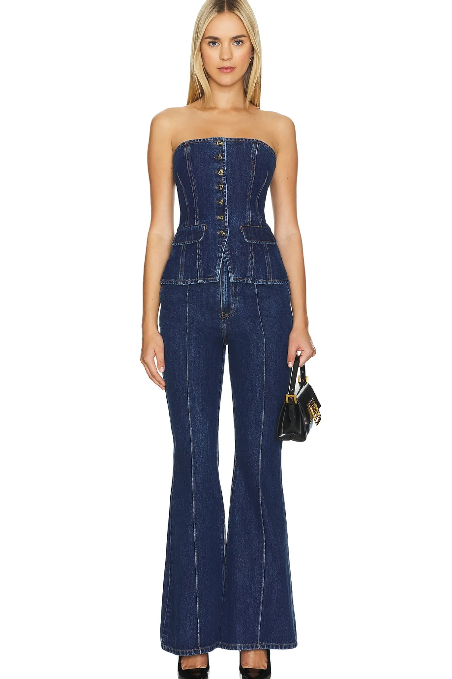 Women self-portrait Jumpsuits>Denim Bandeau Jumpsuit
