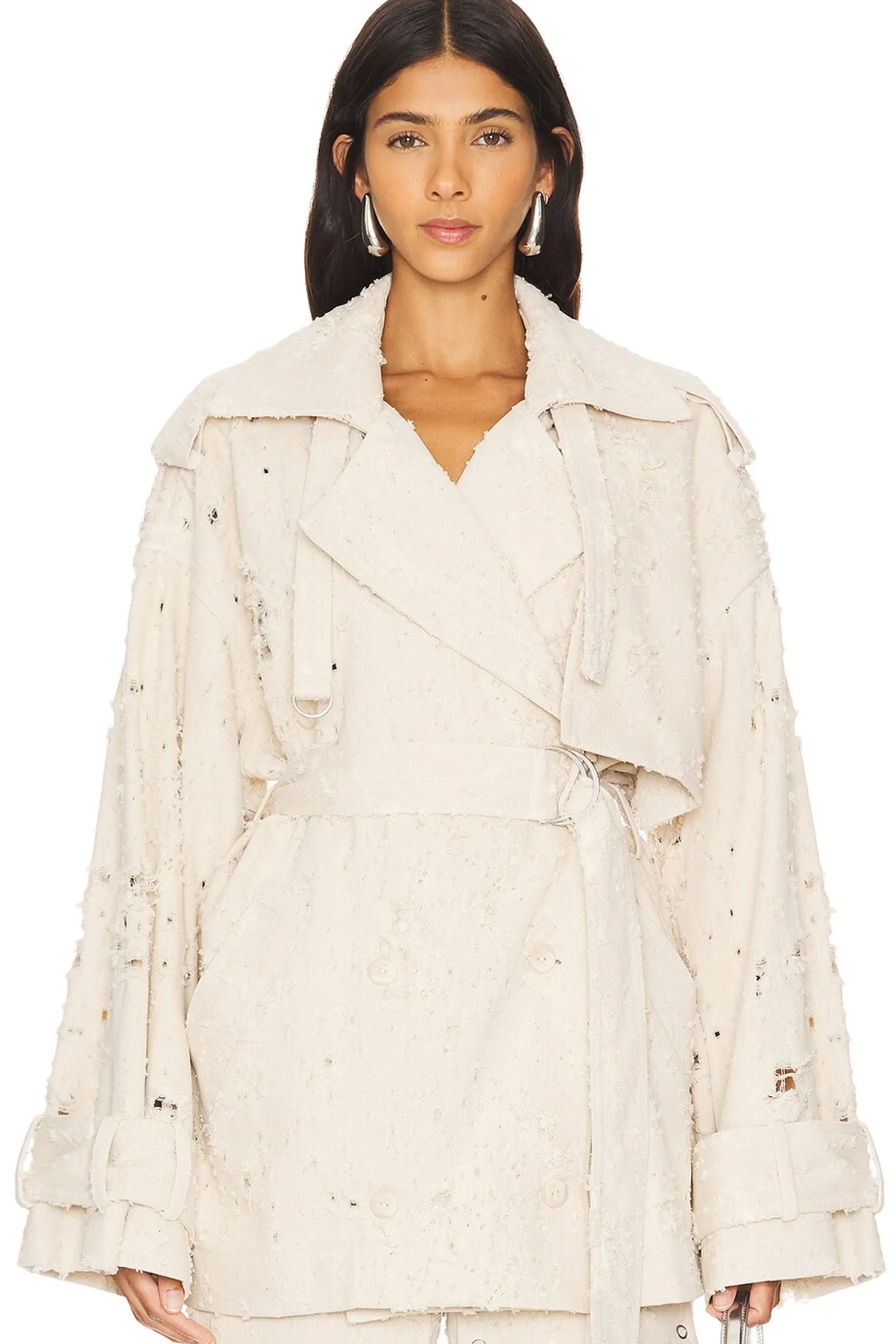 Women Lapointe Jackets & Coats>Denim Trench Short Jacket