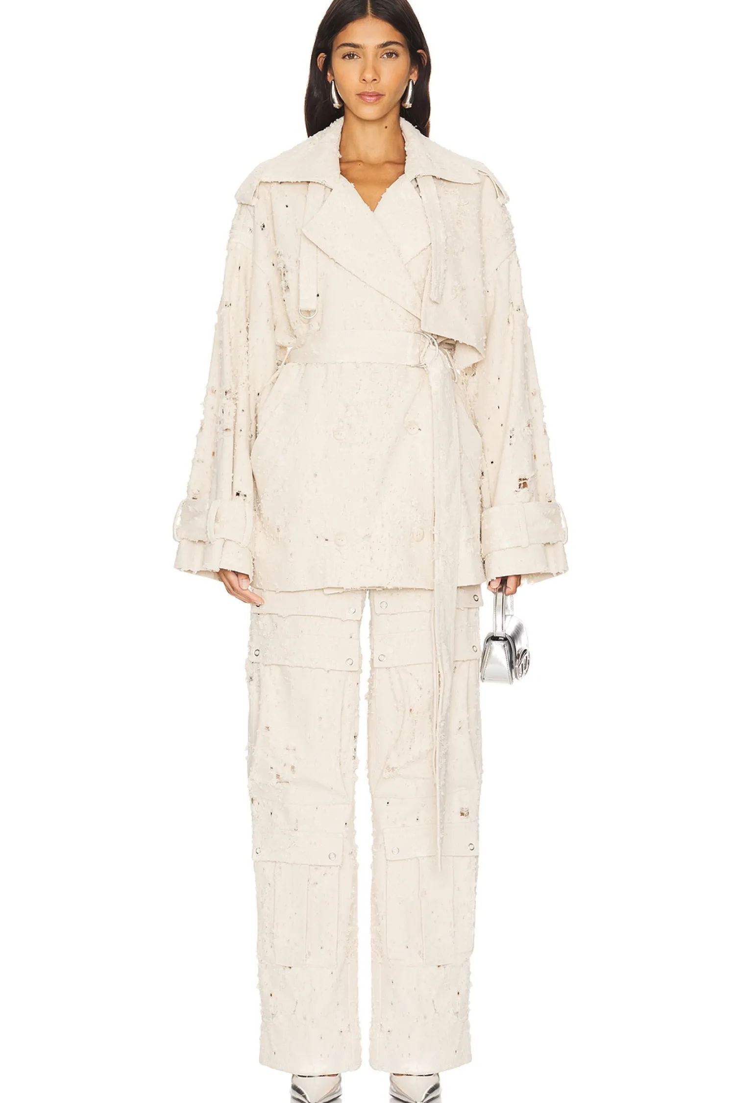 Women Lapointe Jackets & Coats>Denim Trench Short Jacket