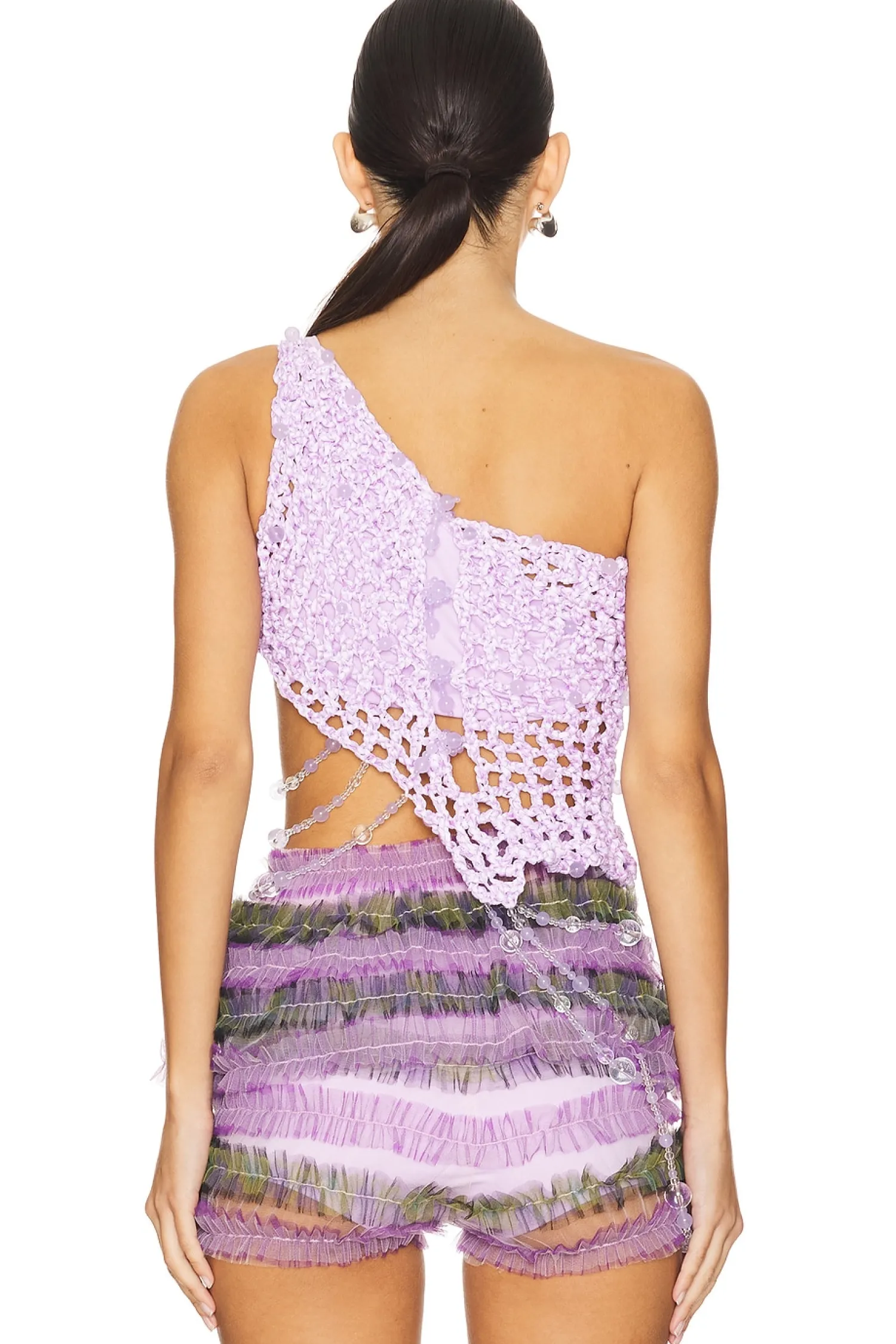 Women Susan Fang Matching Sets>Diagonal Crochet Beaded Top