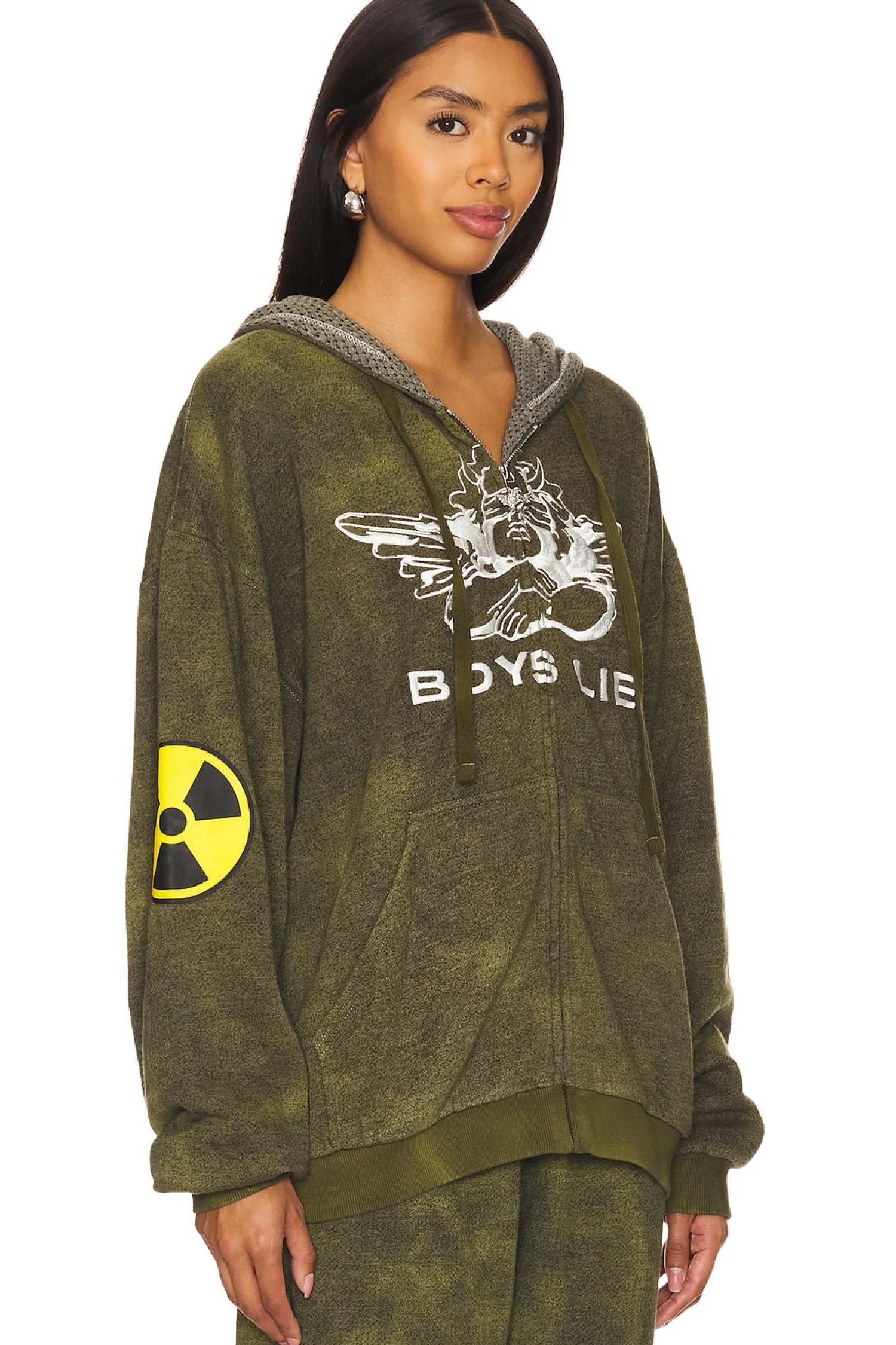 Women Boys Lie Loungewear>Don't Test Me Terry Natural Harley Hoodie