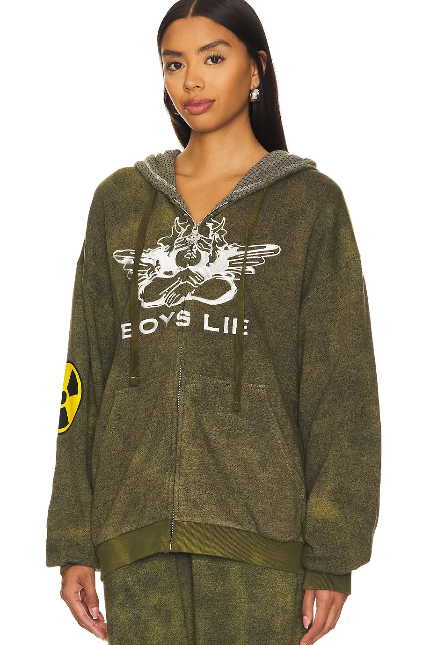 Women Boys Lie Loungewear>Don't Test Me Terry Natural Harley Hoodie