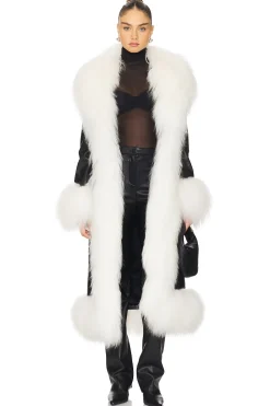 Women Susanna Chow Jackets & Coats>Dorothy Leather Maxi Coat With Fur Trim
