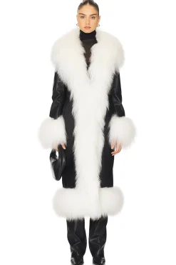 Women Susanna Chow Jackets & Coats>Dorothy Leather Maxi Coat With Fur Trim