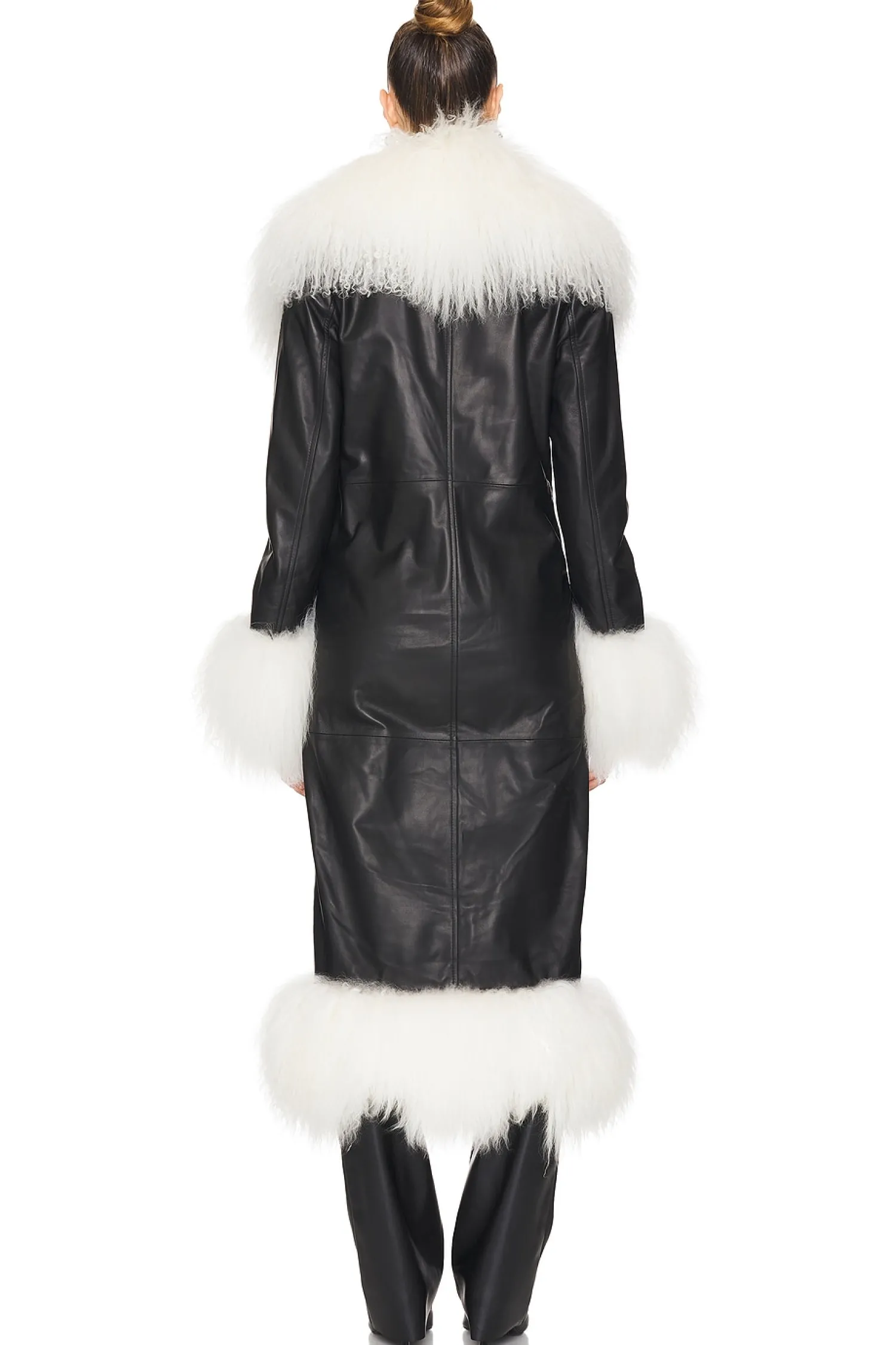 Women Susanna Chow Jackets & Coats>Dorothy Leather Maxi Coat With Fur Trim