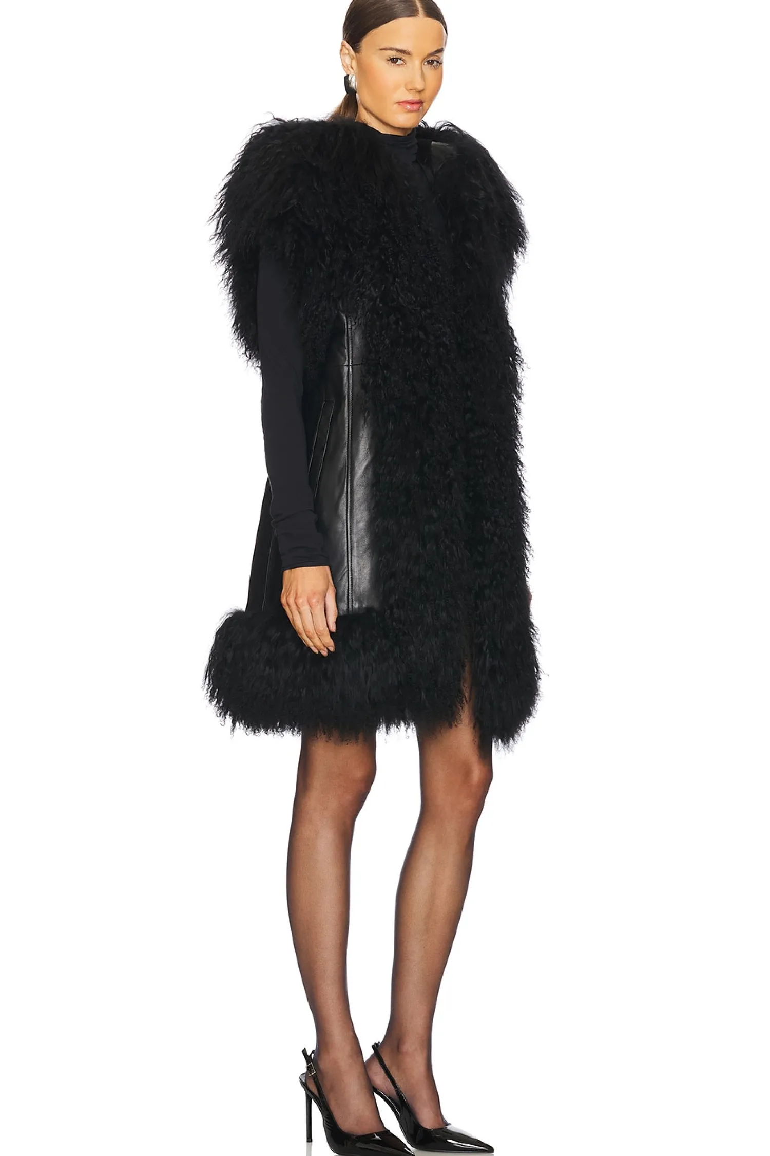 Women Susanna Chow Jackets & Coats>Dorothy Shearling Midi Hooded Vest