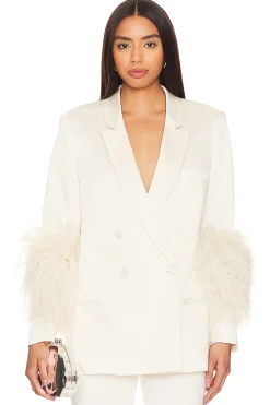 Women Lapointe Jackets & Coats>Doubleface Satin Broad Shoulder Blazer W Ostrich
