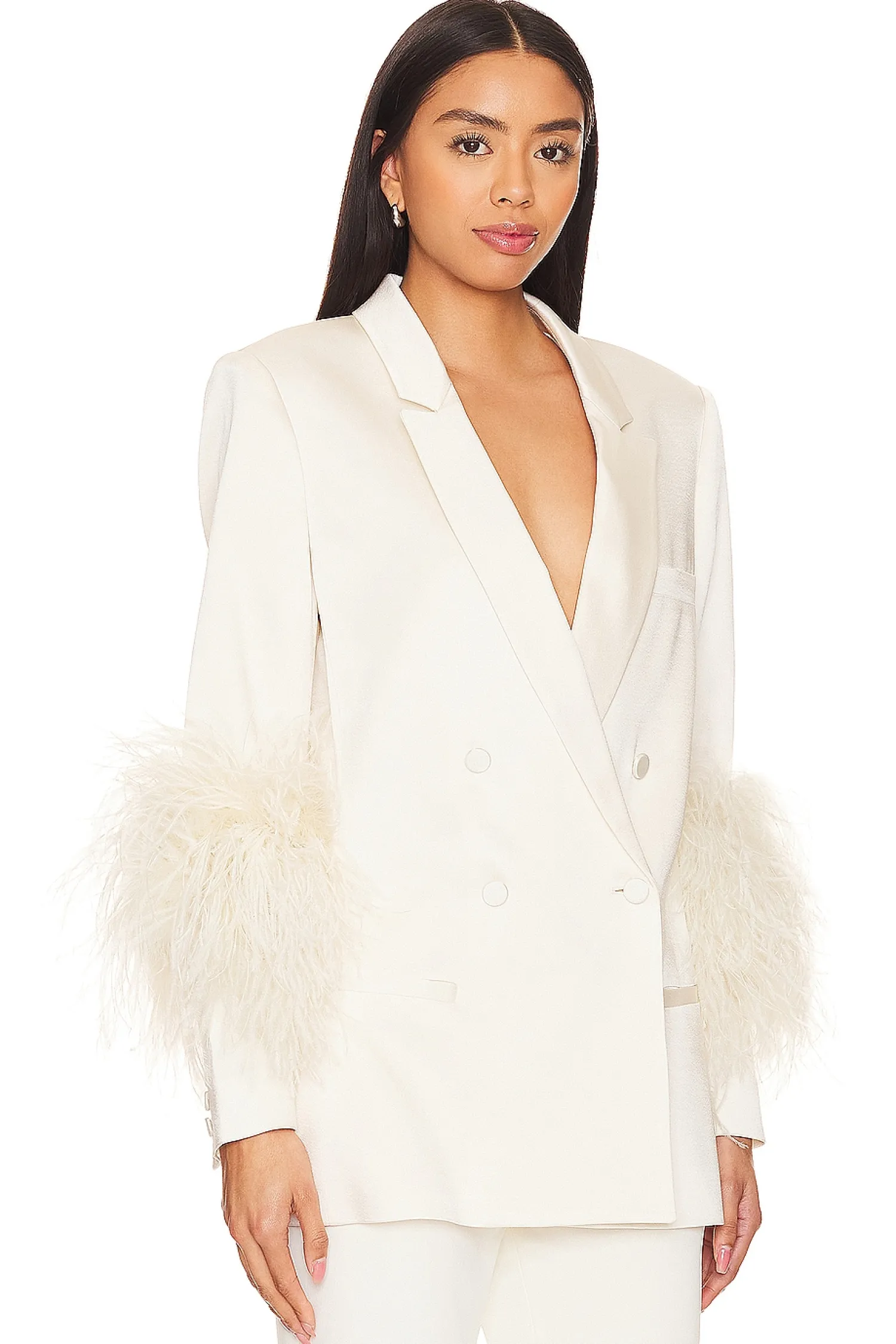 Women Lapointe Jackets & Coats>Doubleface Satin Broad Shoulder Blazer W Ostrich