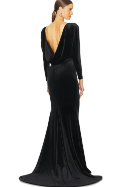 Women Alex Perry Dresses>Draped Open Back Velvet Gown