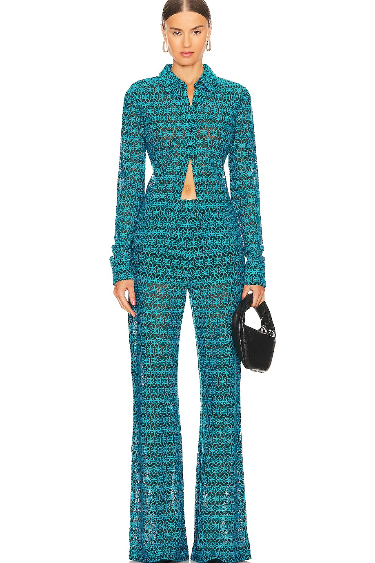 Women RTA Matching Sets>Embroidered Button Up Shirt