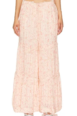 Women Free People Pants>Emmaline Tiered Pull On Pant In Peach Combo