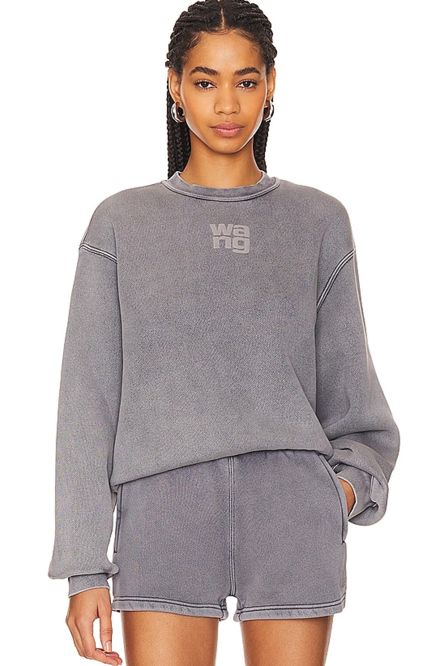 Women Alexander Wang Loungewear>Essential Terry Crew Sweatshirt W/ Puff Paint Logo