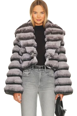 Women Adrienne Landau Jackets & Coats>Faux Fur Chinchilla Jacket