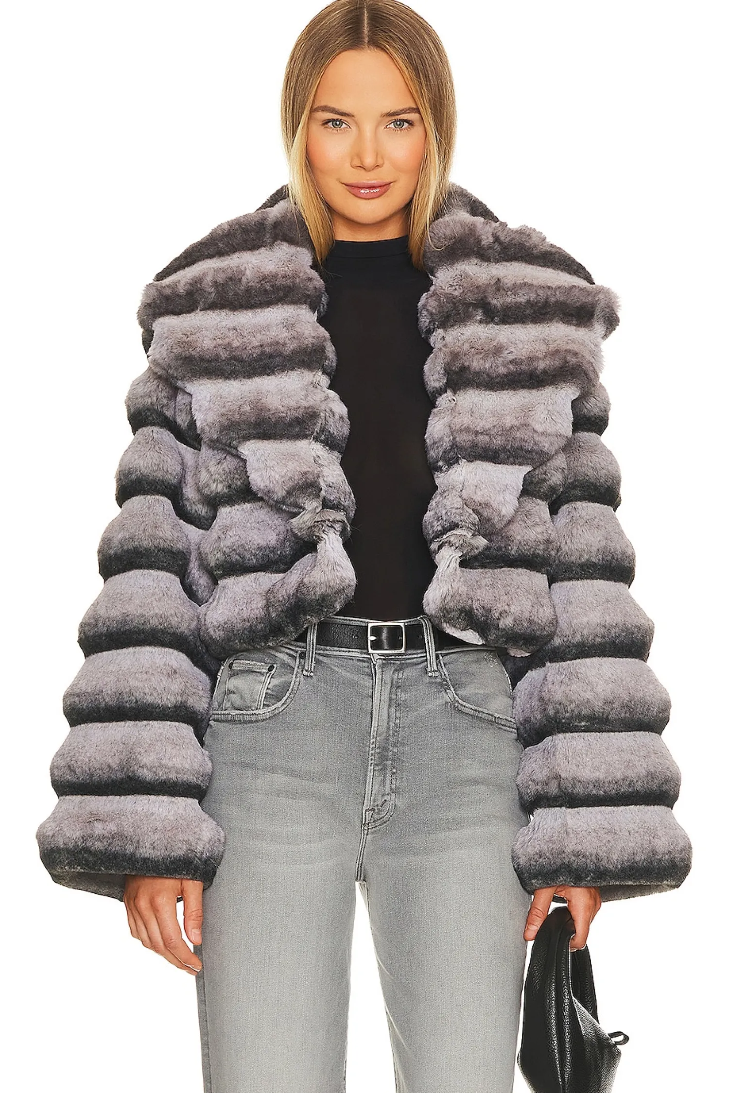 Women Adrienne Landau Jackets & Coats>Faux Fur Chinchilla Jacket