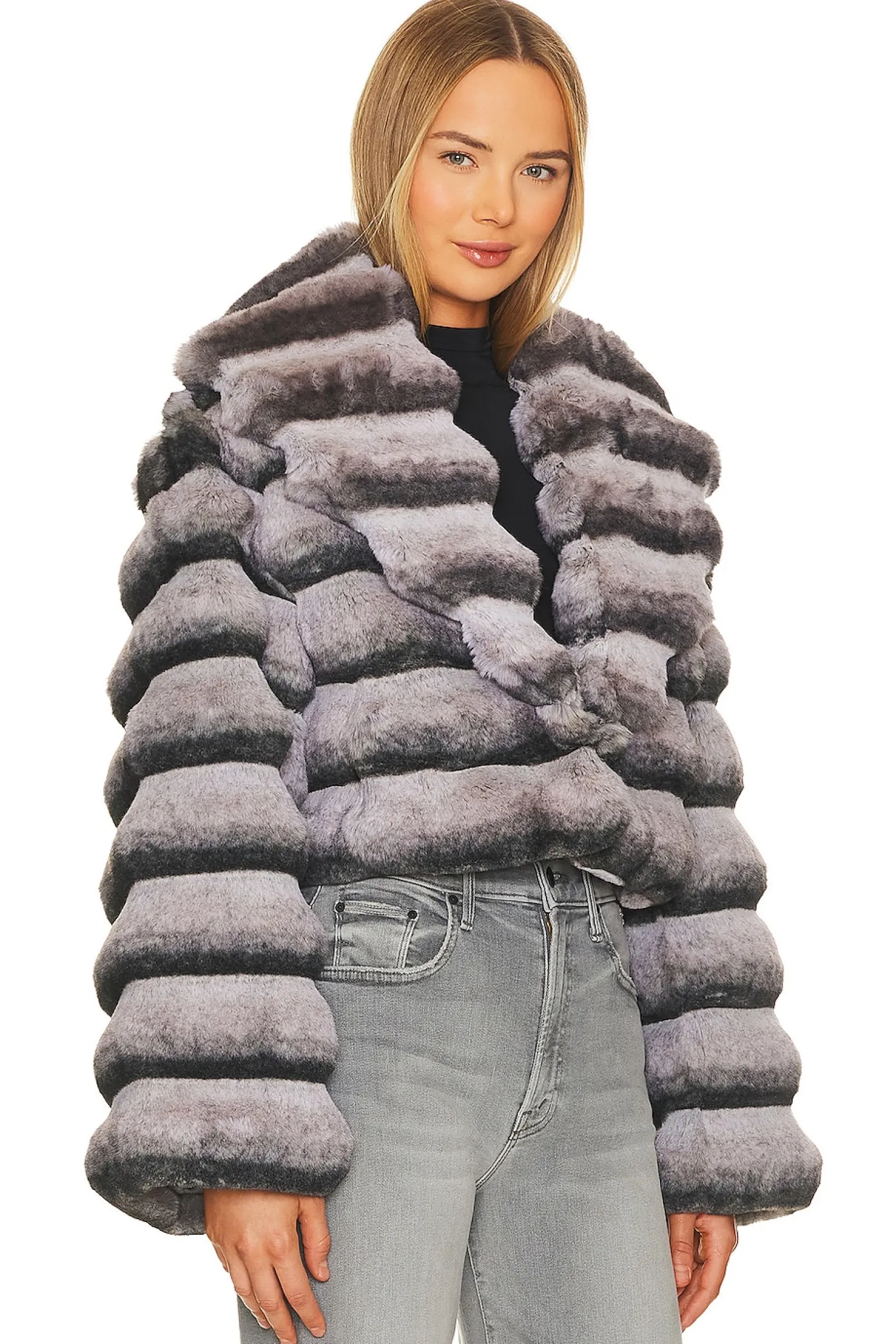 Women Adrienne Landau Jackets & Coats>Faux Fur Chinchilla Jacket