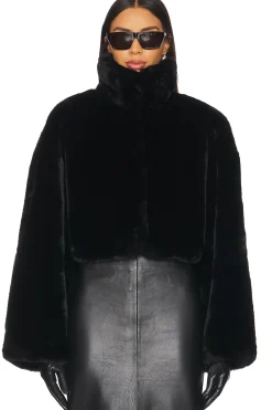 Women ROTATE Jackets & Coats>Faux Fur Crop Jacket