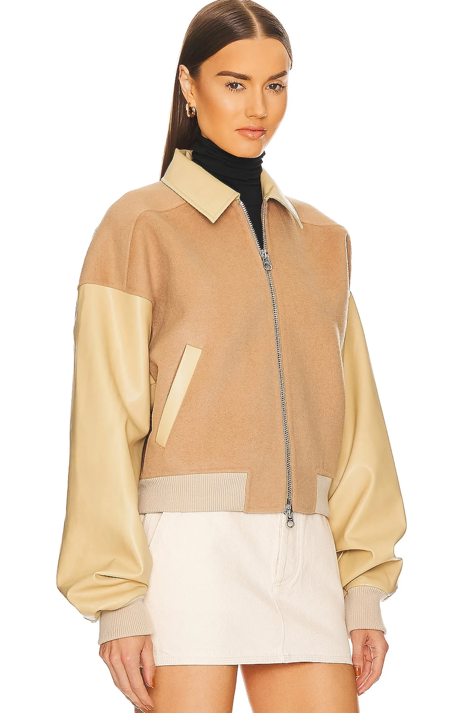 Women Helsa Jackets & Coats>Faux Leather & Wool Blend Bomber