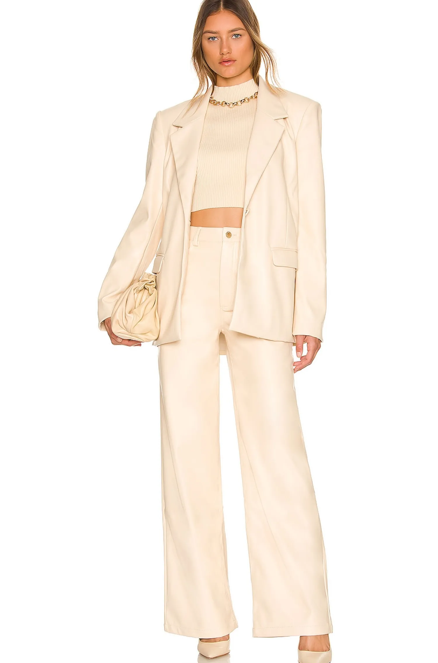 Women WeWoreWhat Jackets & Coats>Faux Leather Blazer