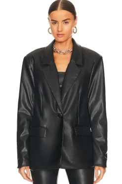 Women WeWoreWhat Jackets & Coats>Faux Leather Blazer