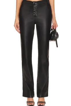 Women WeWoreWhat Pants>Faux Leather Lace Front Pant