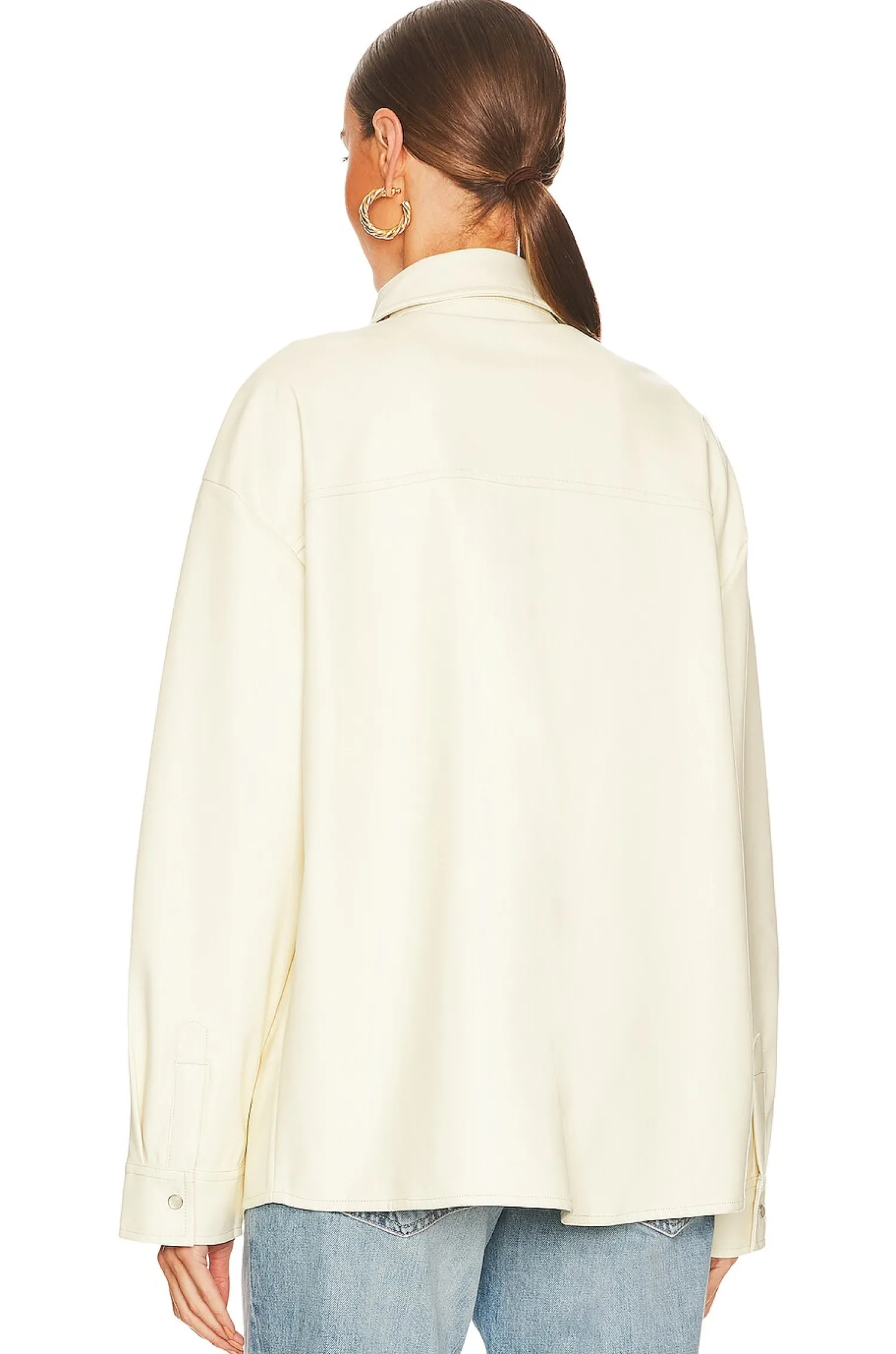 Women WeWoreWhat Jackets & Coats>Faux Leather Overshirt