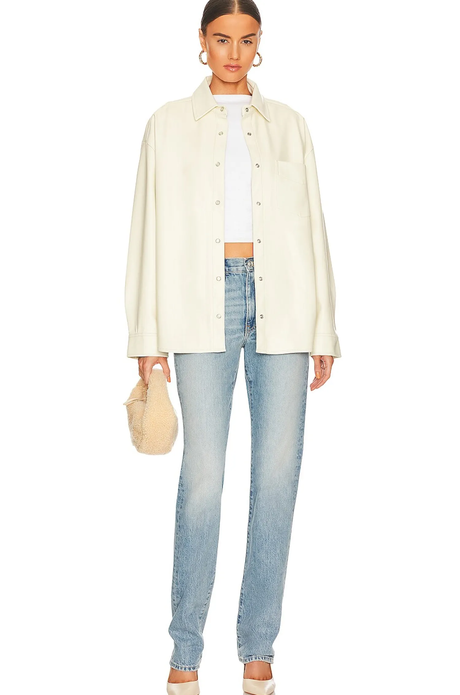 Women WeWoreWhat Jackets & Coats>Faux Leather Overshirt