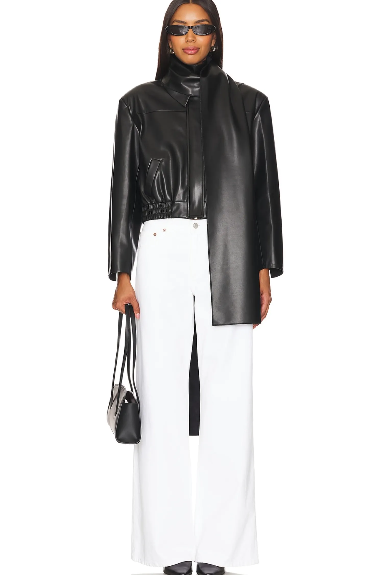 Women SELMACILEK Jackets & Coats>Faux Leather Scarf-detailed Jacket