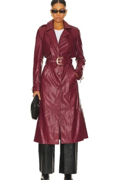 Women Bardot Jackets & Coats>Faux Leather Trench Coat