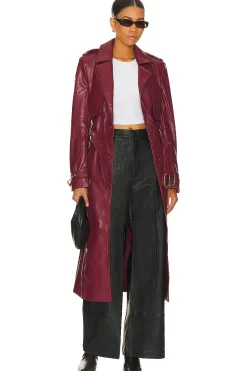 Women Bardot Jackets & Coats>Faux Leather Trench Coat