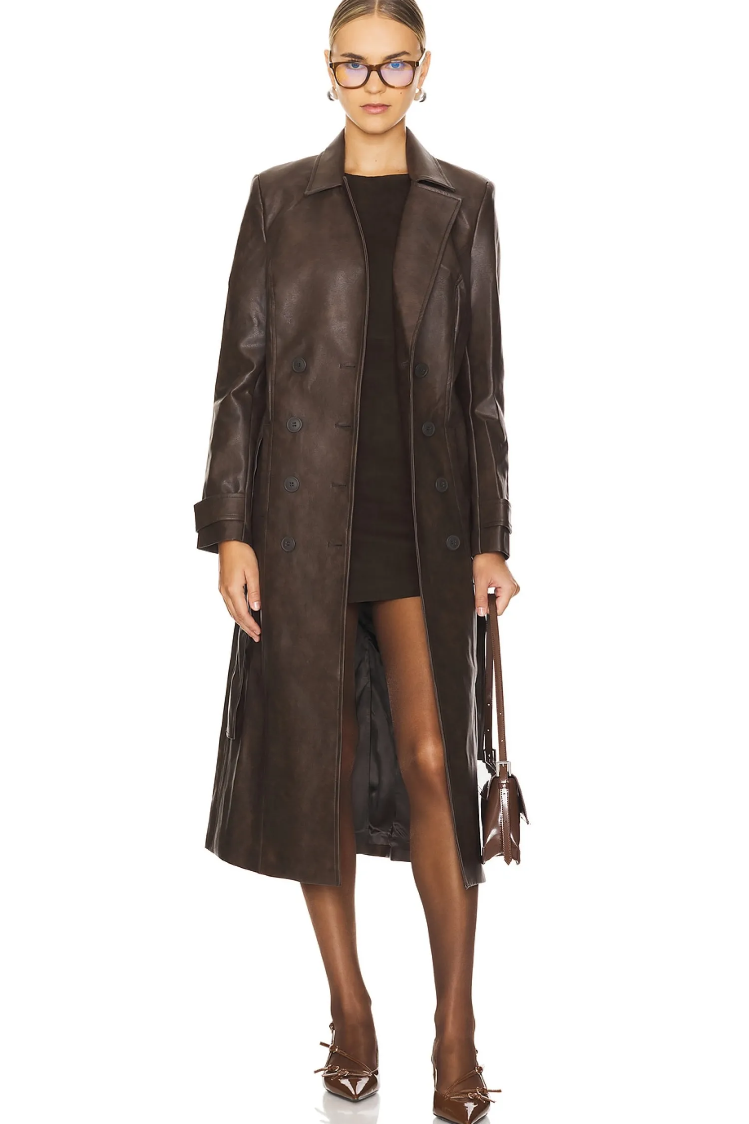 Women Bardot Jackets & Coats>Faux Leather Trench Coat