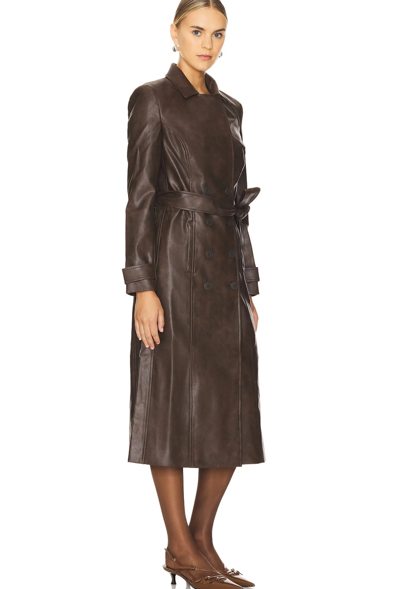 Women Bardot Jackets & Coats>Faux Leather Trench Coat