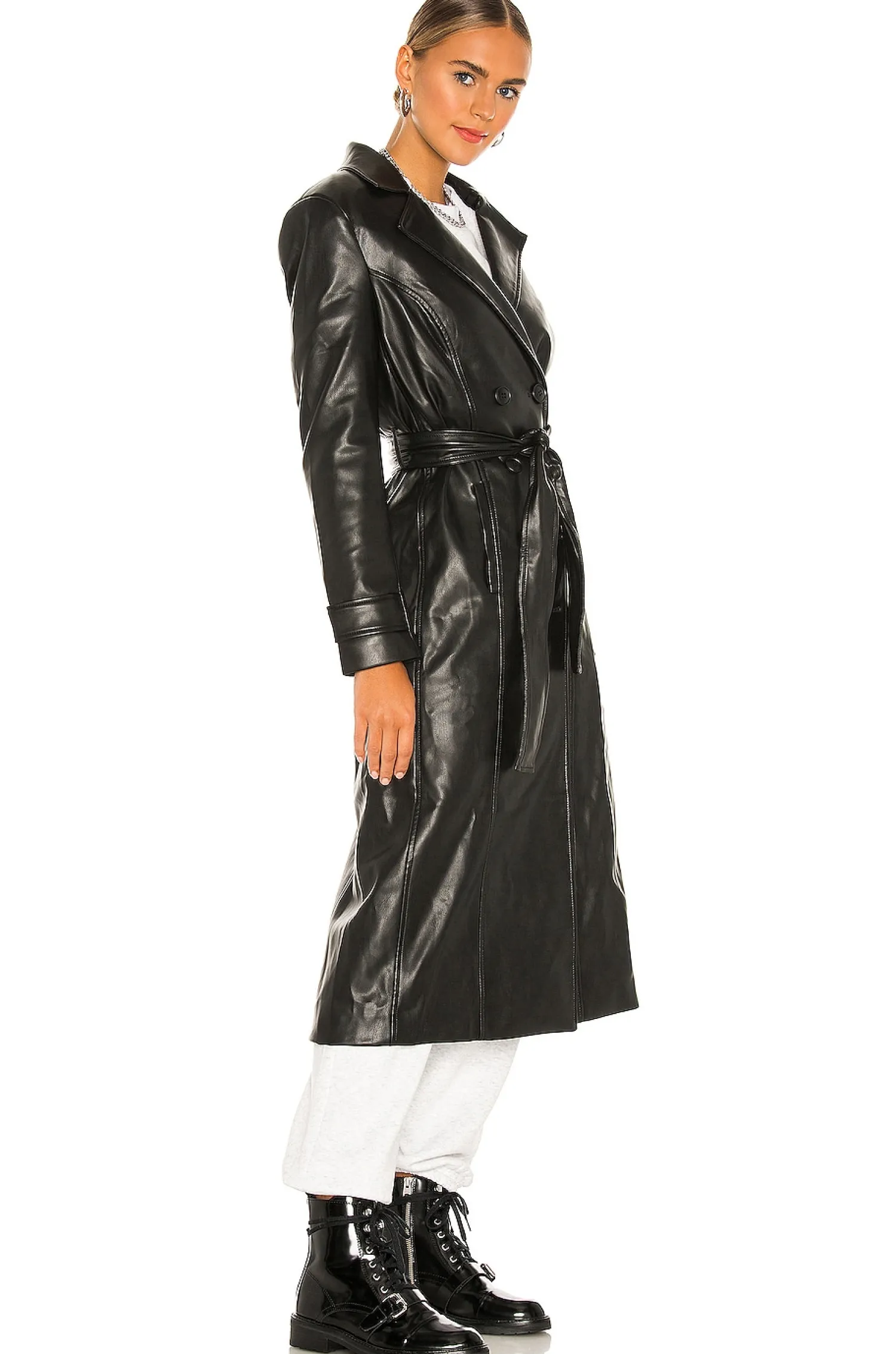 Women Bardot Jackets & Coats>Faux Leather Trench Coat