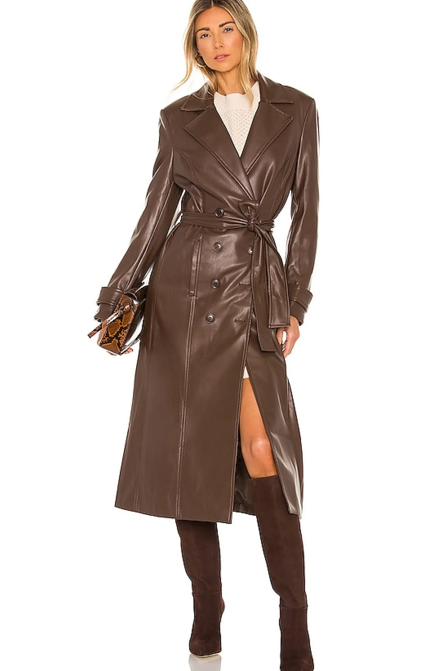 Women Bardot Jackets & Coats>Faux Leather Trench Coat