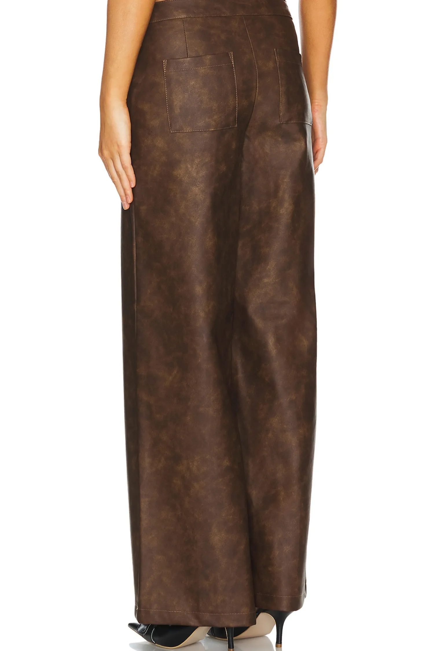 Women WeWoreWhat Pants|Matching Sets>Faux Leather Zipper Fly Pant
