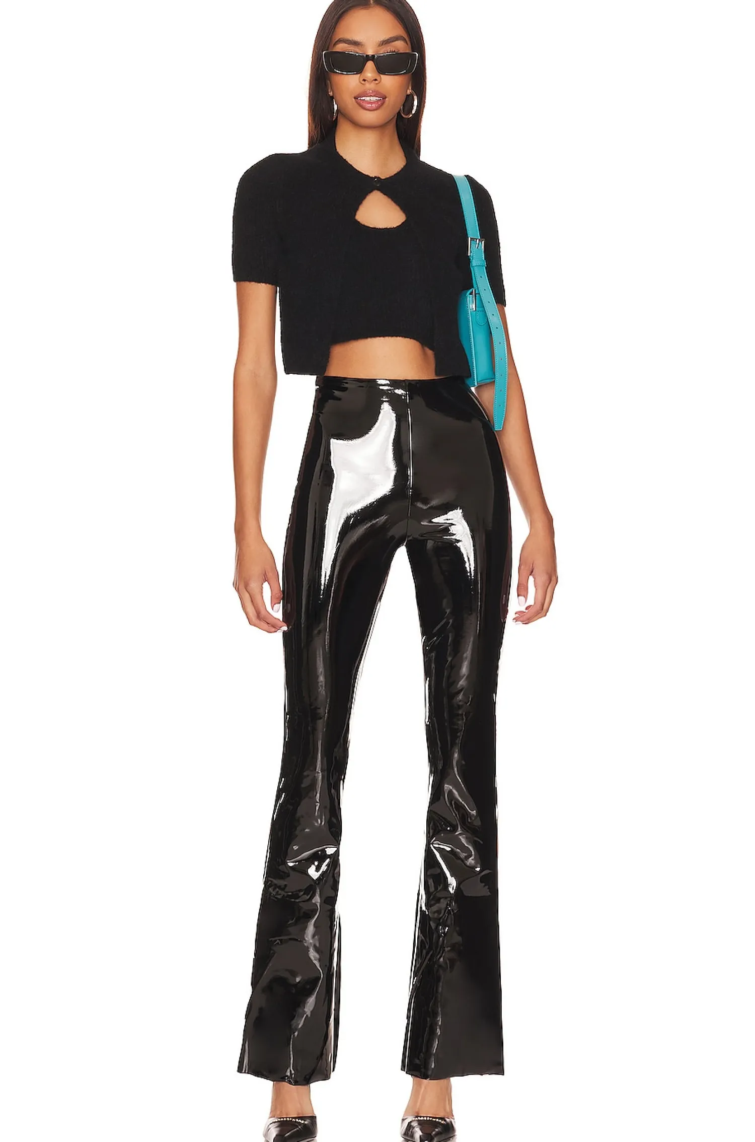 Women Commando Pants>Faux Patent Flared Legging