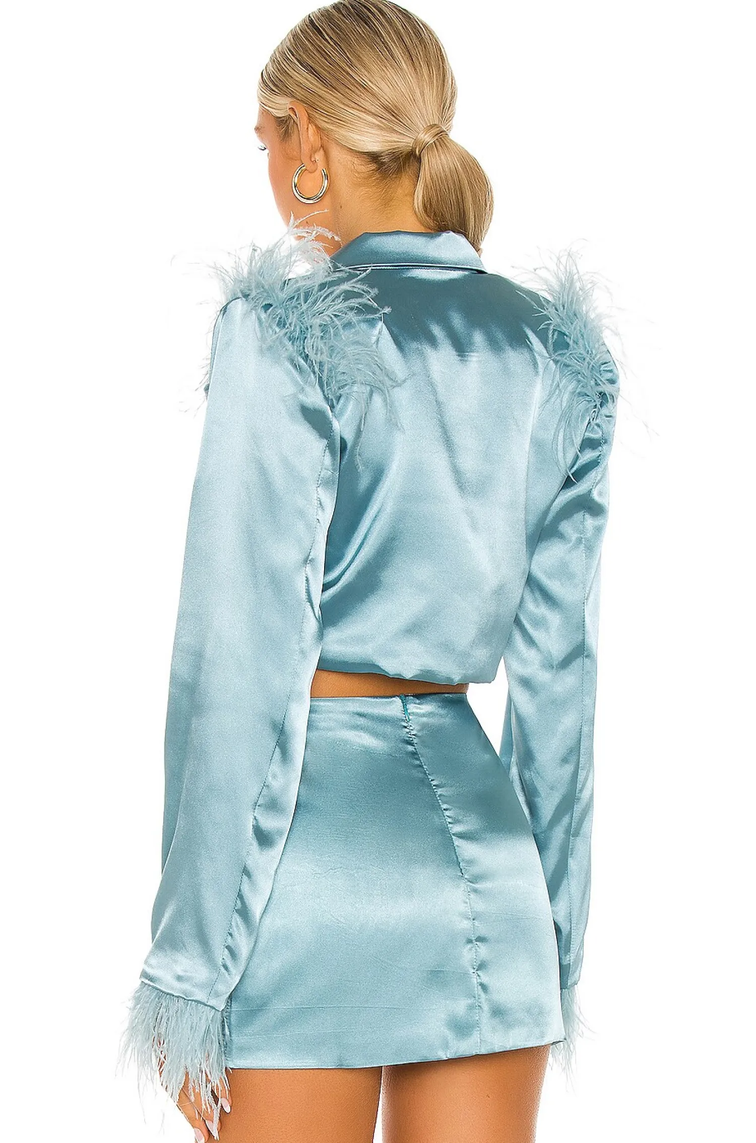 Women GUIZIO Jackets & Coats>Feathered Double Breasted Cropped Blazer