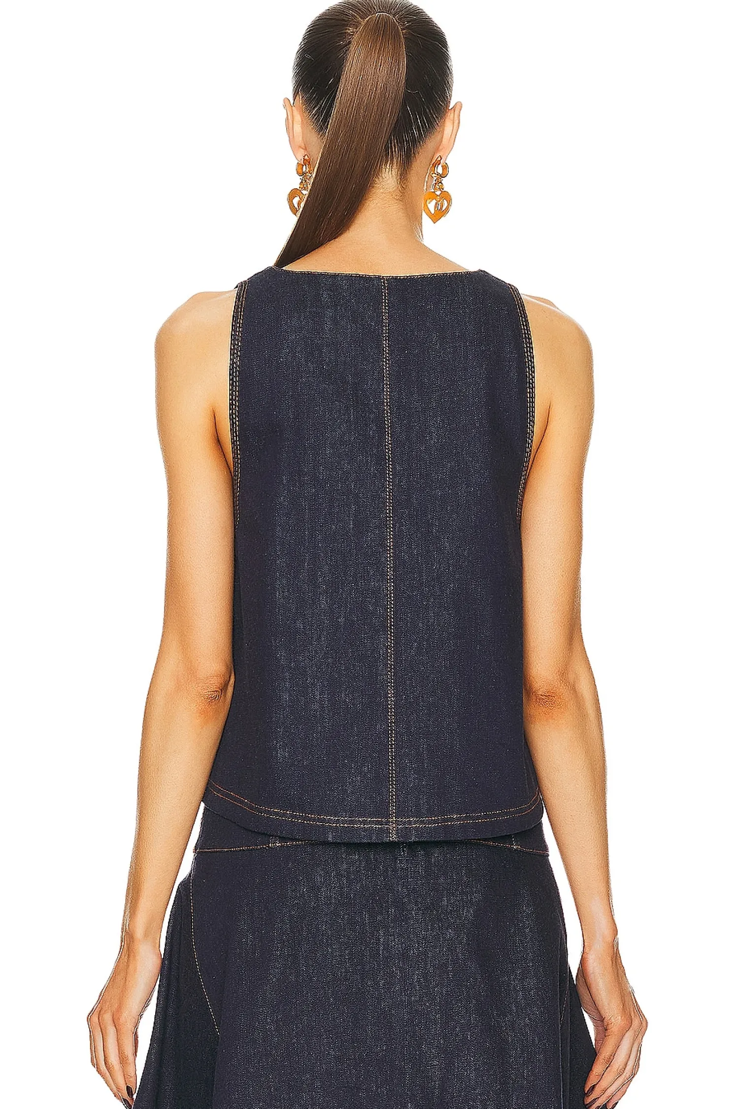 Women FWRD Renew Jackets & Coats|Dresses>Fendi Denim Dress & Vest Set