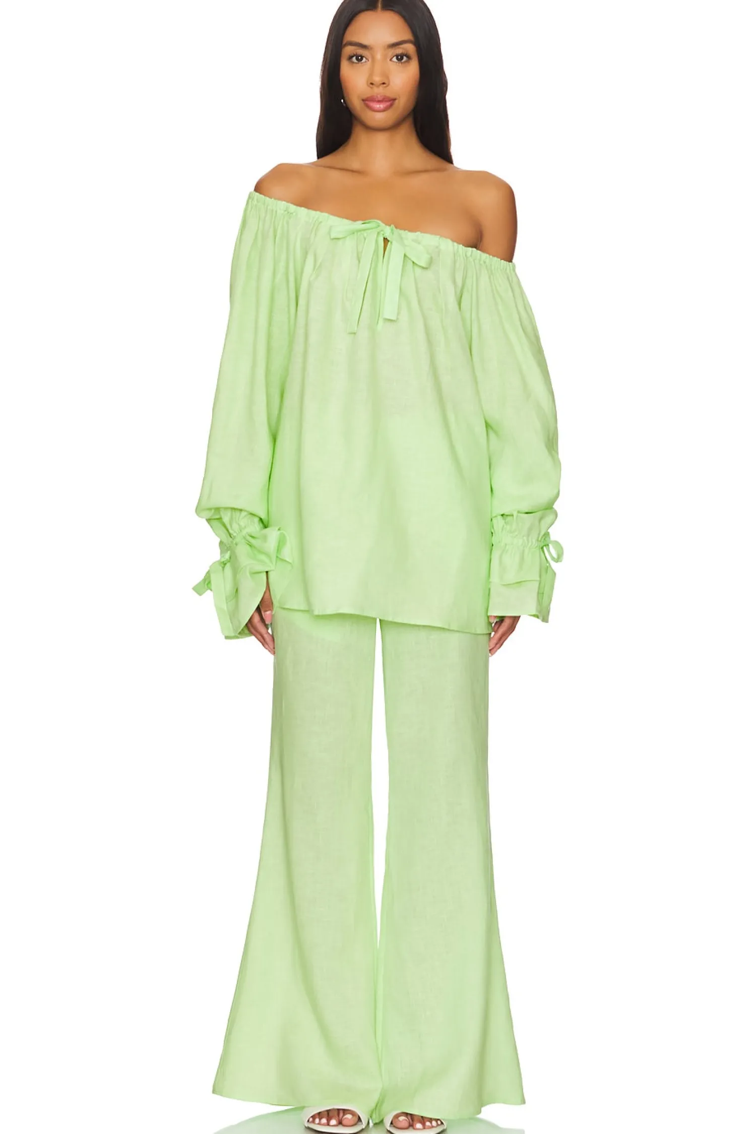 Women Sleeper Lingerie & Sleepwear>Flamenco Linen Polka Dot Set With Pants