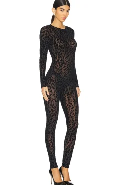 Women fleur du mal Jumpsuits>Flocked Leopard Catsuit