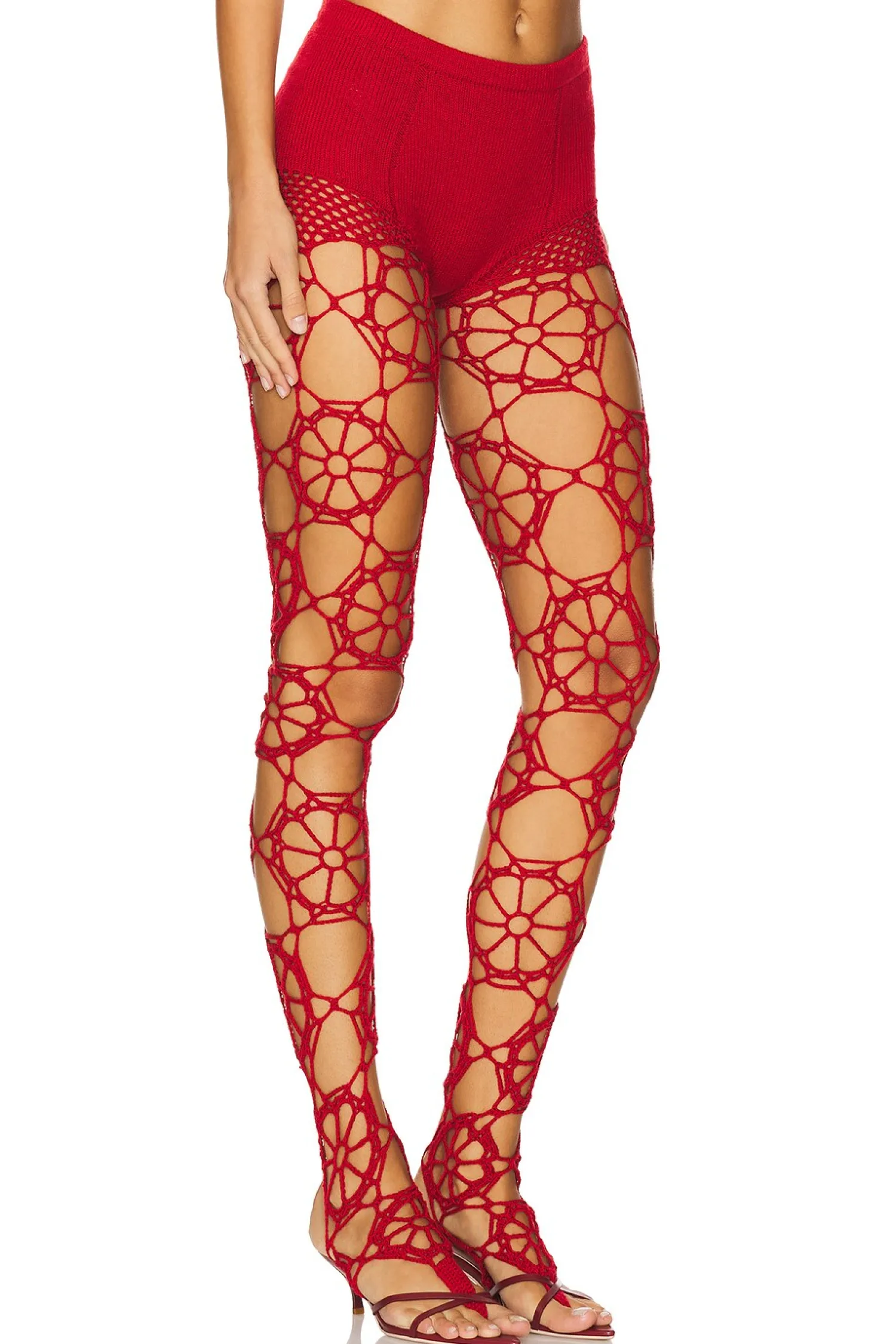 Women nastyamasha Lingerie & Sleepwear>Floral Crochet Leggings