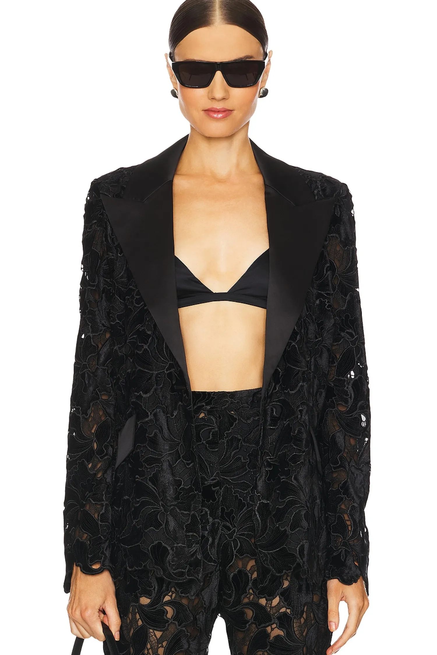Women Nadine Merabi Matching Sets|Jackets & Coats>Floral Velvet Lace Blazer